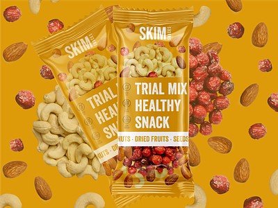 Trial Mix | Dried Berries & Nuts Bar almond authentic food bar label berries berry cashew cranberry healthy cnack nuts orange bag organic food packaging packaging design protein bar snack bar tourist tourist food travel food travel snack yellow packaging