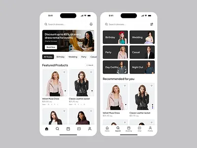 Fashion E-commerce Mobile App app ui b2b b2b saas clothing e commerce e commerce app fashion app luxury fashion app marketplace mobile app mobile screen online shop online shopping product cart product design product page retail saas search page ui ux