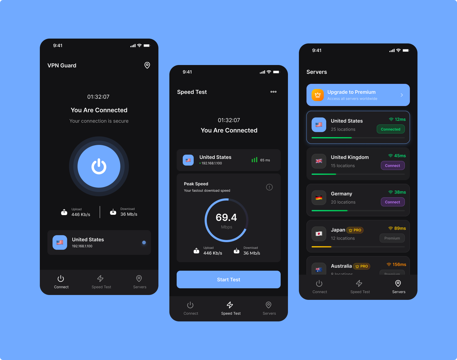 VPN Guard – Mobile App UI Design