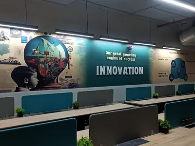 Office Branding & Space Graphics for Innovation Hub Bright Pixel graphics design indoor branding office brandin space branding work space branding