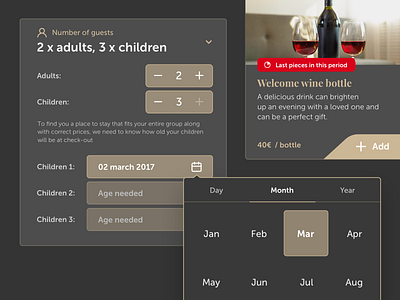 Booking room components adults age birthday book booking children cube datepicker hotel pick process room ux wine