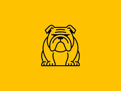 Line Art Sitting Bulldog Logo animal branding bulldog canine design dog geometric graphic design identity illustration lines logo mark mascot pet puppy sports symbol vector