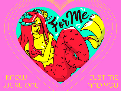 What is love? beauty bright capricorn character girl heart hug illustration lettering love mermaid selflove siren valentine vector woman zodiac