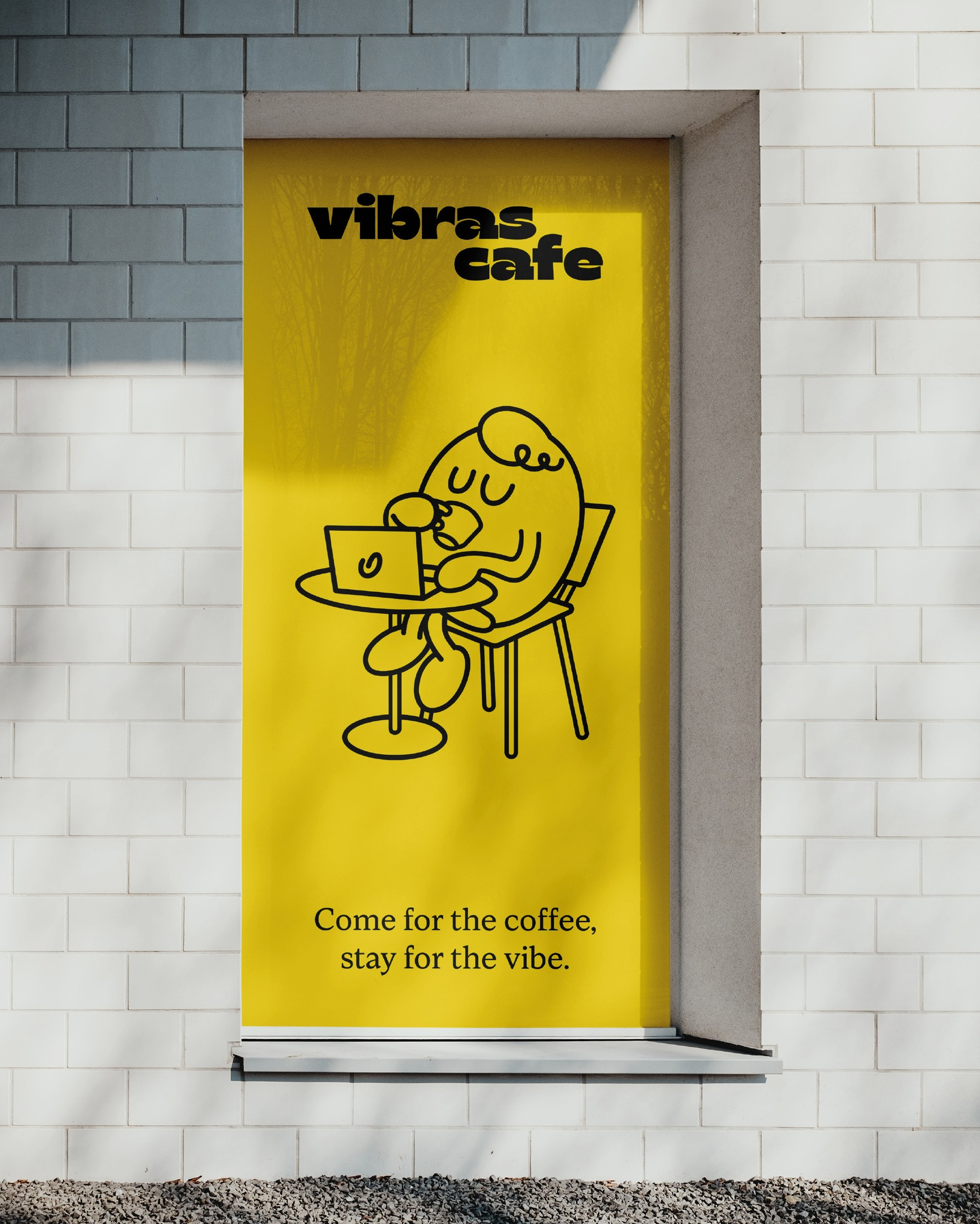 Vibras Café Branding branding cafe canvas bag coffee coffee bag design download freebie identity lifestyle logo mockup mockups packaging psd storefront template typography window