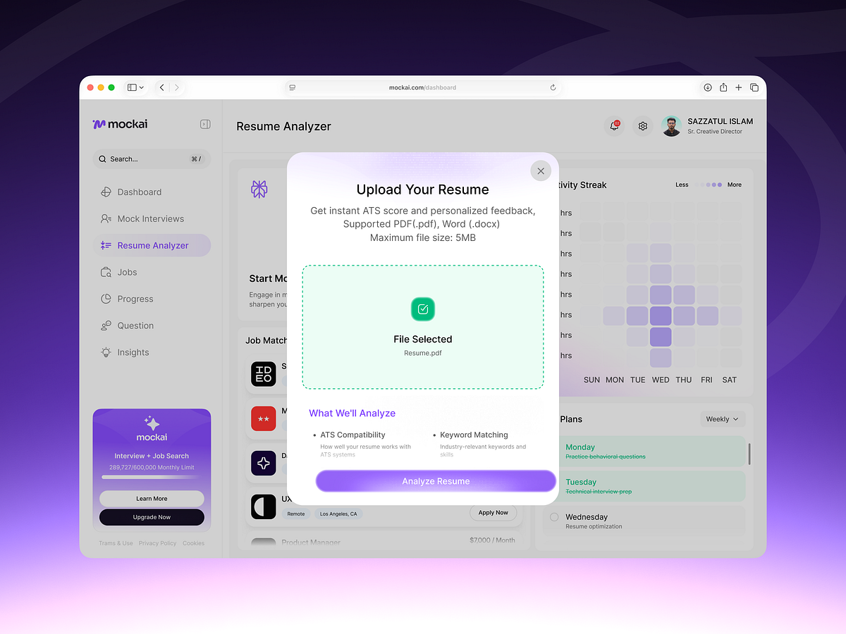 Mock AI — AI Resume Analyzer SaaS Design