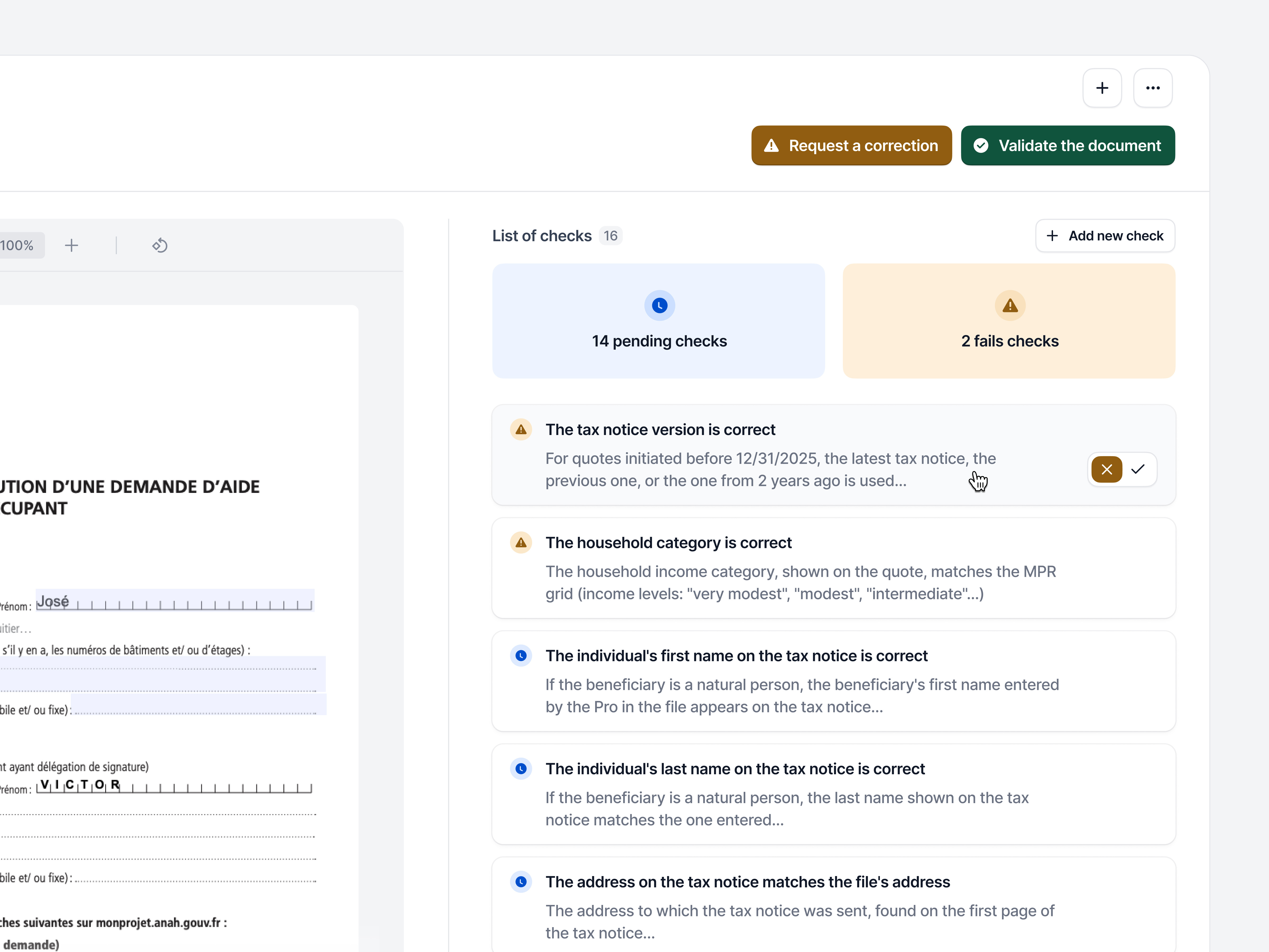 Document review checklist ai application b2b design desktop document review ia interface saas ui ux web