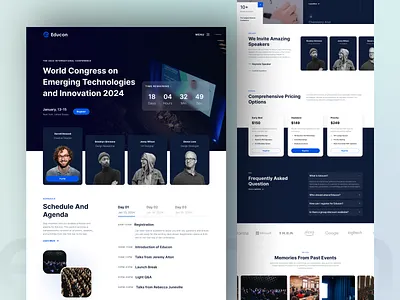 Educon - Conference Landing Page Template conference countdown design enroll events figures keynotes landing page mobile mockup participant pricing registration responsive rundown speakers ui design ux design web design website