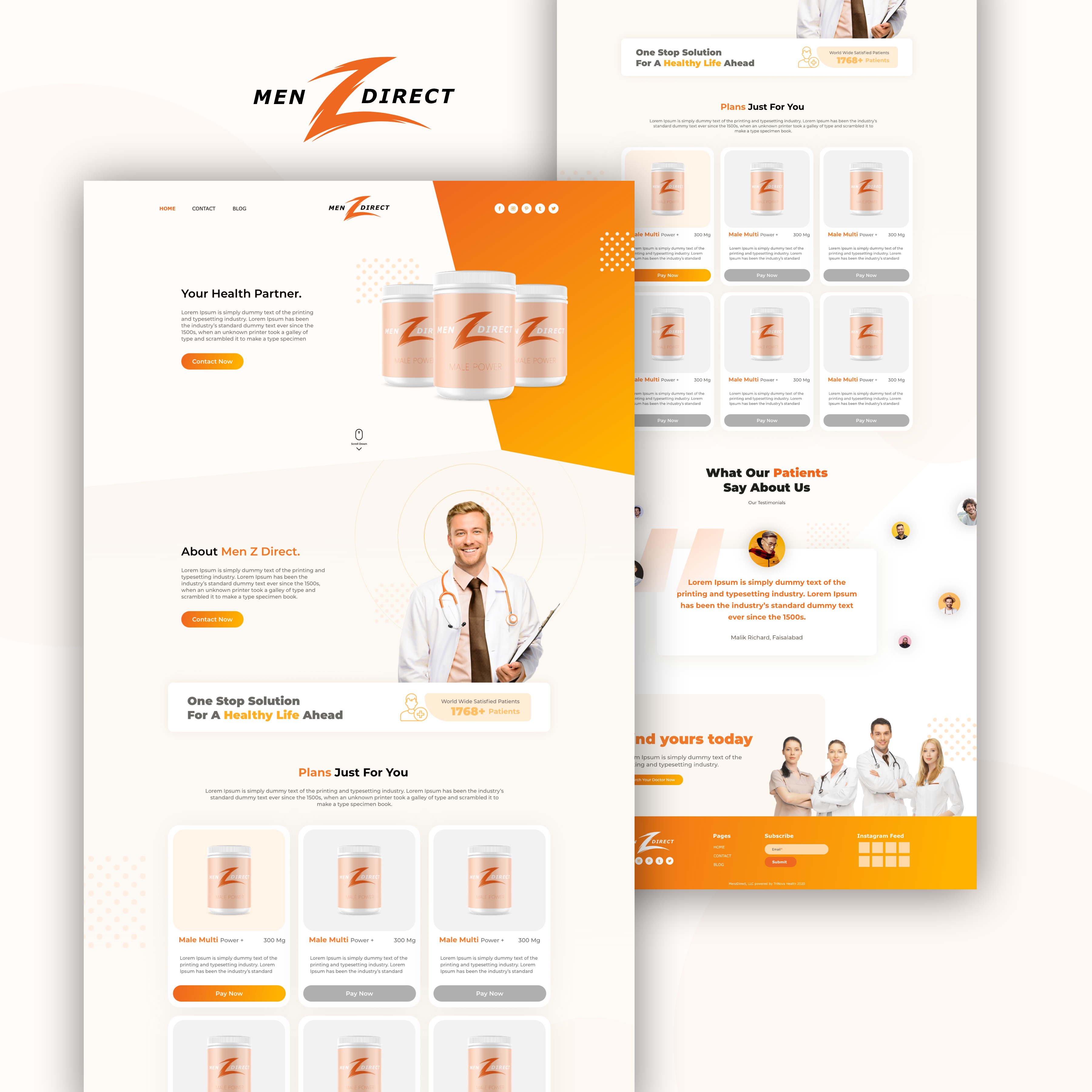 Healthcare & Supplement Landing Page UI clean ui clinic doctor e commerce figma health healthcare landing page medical orange pharmacy product page supplement telemedicine ui ui design user interface ux web design website design