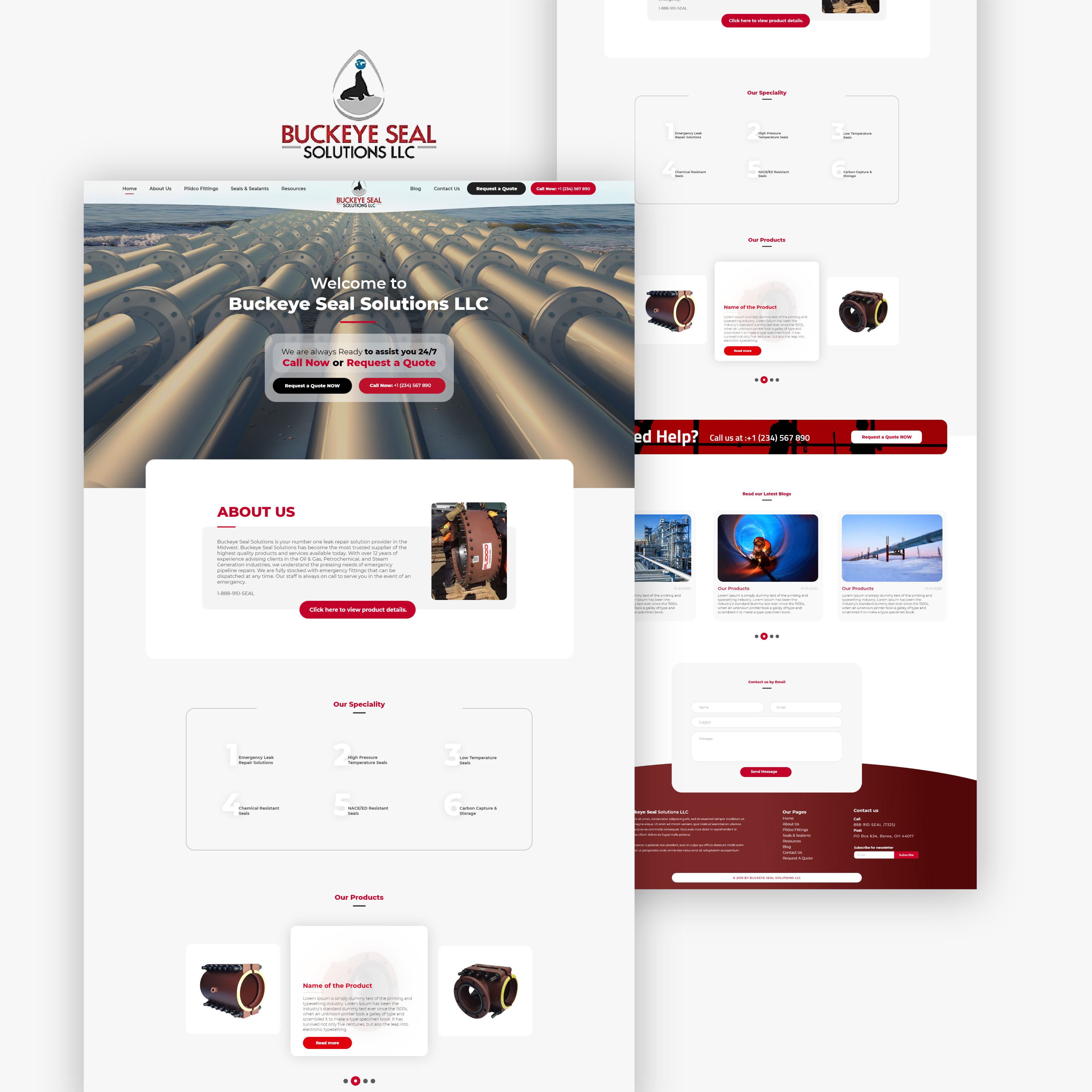 Pipeline Solutions & Product Web Design b2b business clean ui construction corporate engineering figma industrial landing page manufacturing minimal oil and gas product page professional red ui user interface ux web design website design