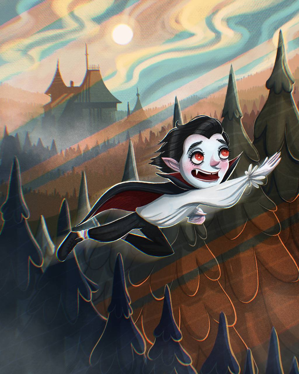 The Night Wanderer – Children Book Illustration art bookillustrator cartoon character character design characterdrawing characters children book illustration digital illustration fairytale art fantasy illustration illustration kidlit kids illustration night wanderer storybook illustration vampire character