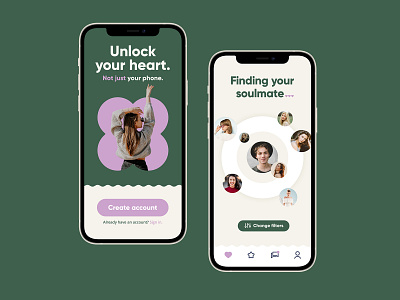 Two of Hearts - dating app app design dating app icon logo ui