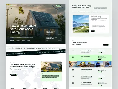 Renewable Green Energy Website Design clean energy electric energy ev ev energy green energy landing page landing page design renewable energy solar solar energy sun energy sustainability ui ui design uiux web design web designer web ui website website design