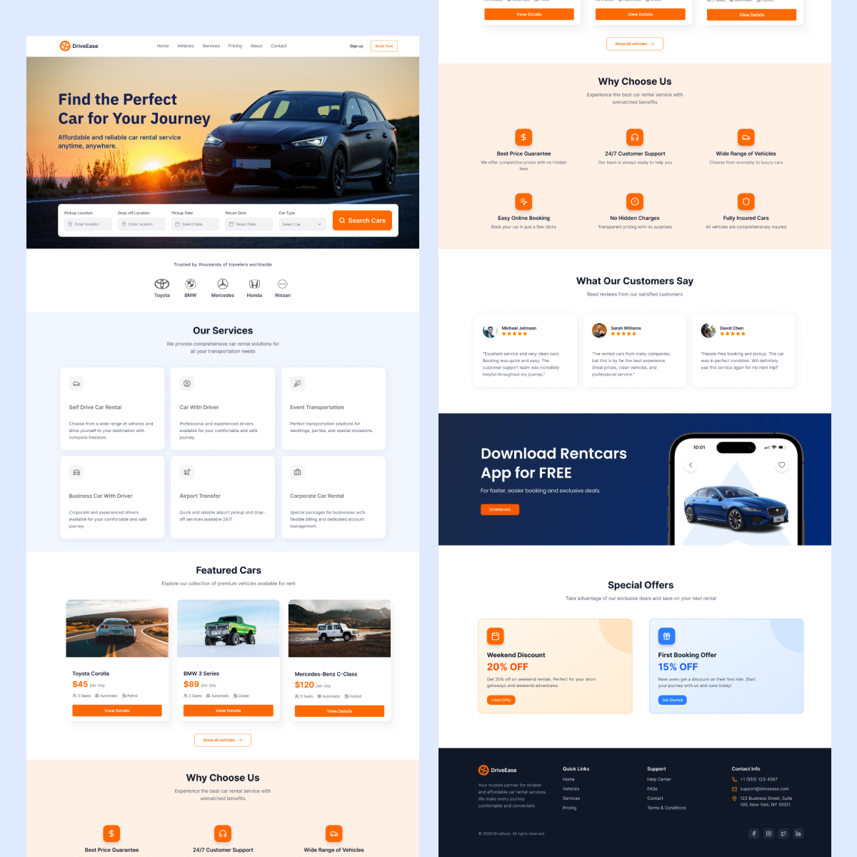 DriveEase Luxury Car Rental Website