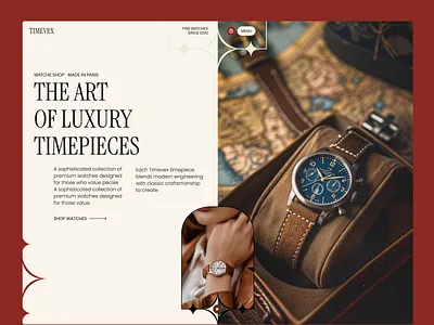 Timevex — Watch Shop E-commerce Website ecommerce website design header hero section landing page luxury brand website design luxury ecommerce website luxury product landing page luxury watch website minimal premium ecommerce ui watch brand website watch ecommerce website watch product page design watch shop ecommerce watch store ui design watch store website design website design