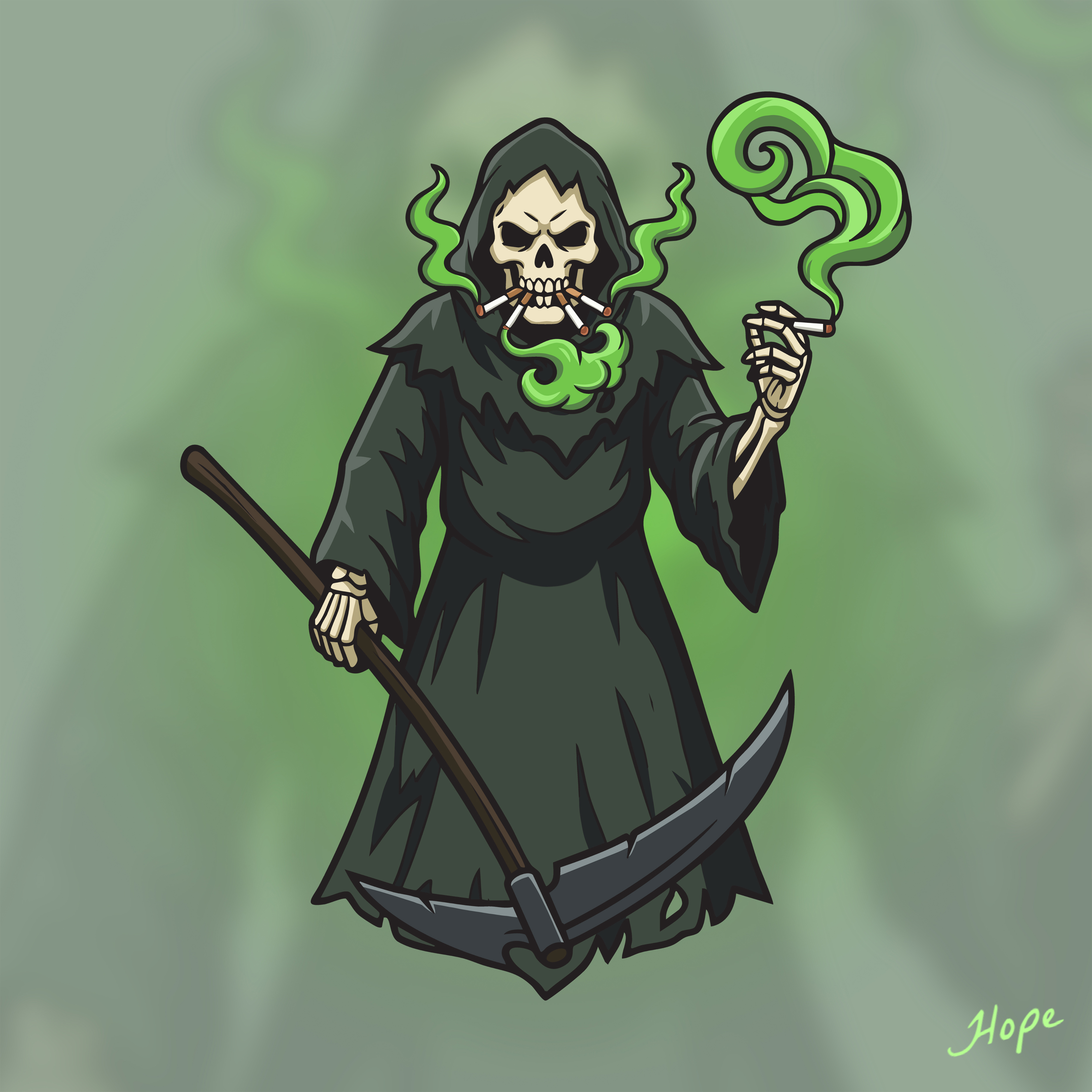 Sigarette Scythe Character Design artwork character character design design digital art graphic design illustration logo mascot mascot logo mascot logo design