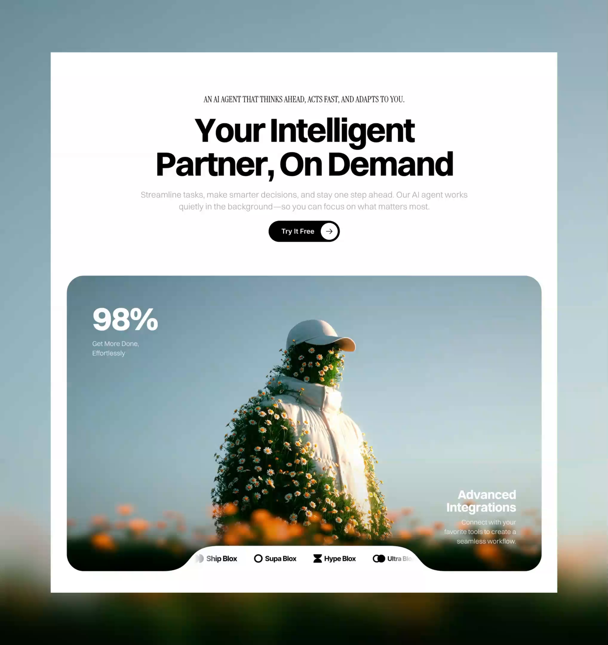 Clean hero section for Framer