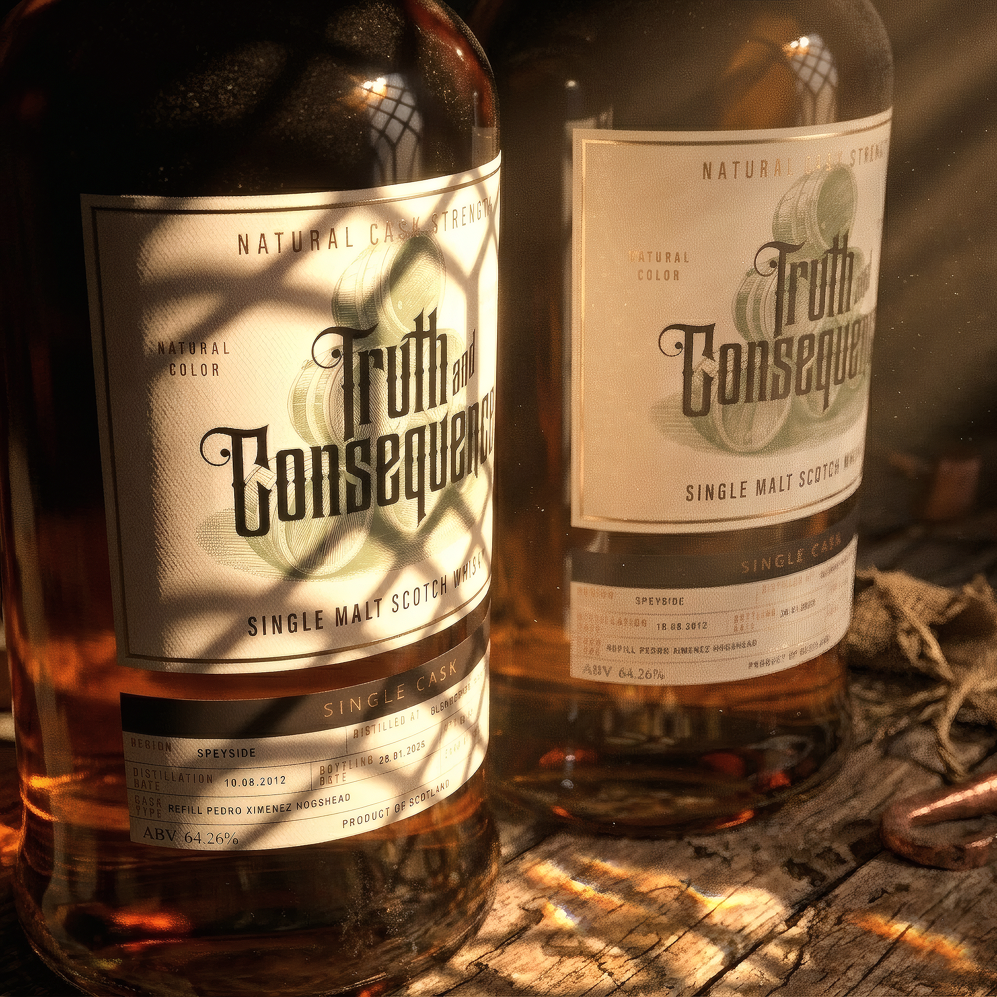 Truth and Consequence Whisky bottle branding design label luxury packaging premium spirits whisky