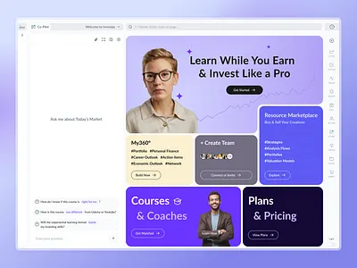 Invesday Dashboard course dashboard design drumncode e learning ed tech education fintech investment online learning school ui ux web app web development