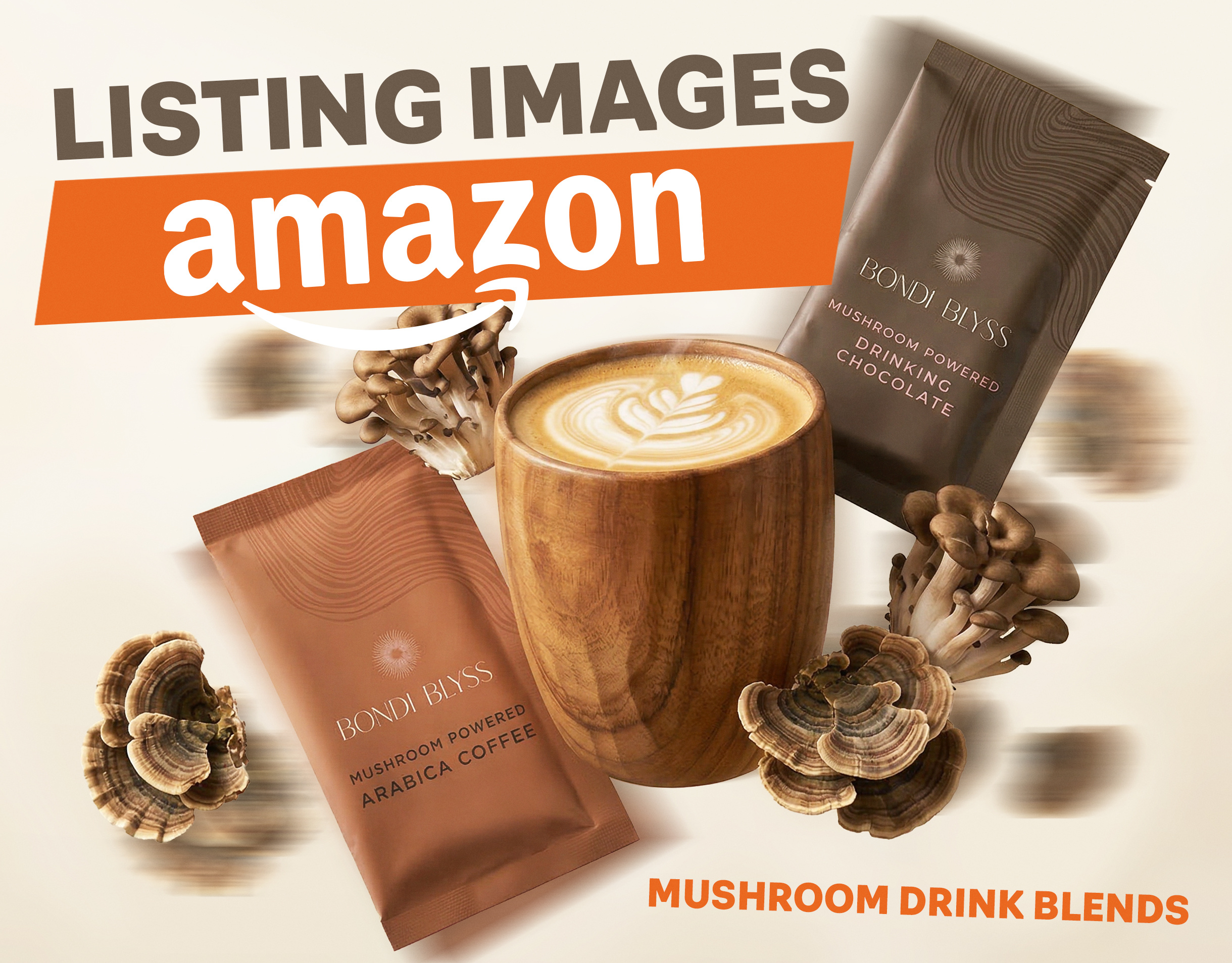 Amazon Listing Images | Mushroom Drink Blends advertising ai amazon a content amazon design amazon designer amazon listing images amazon listing images design branding design ebc generating images graphic design infographic infographic design lifestyle images marketing design product design