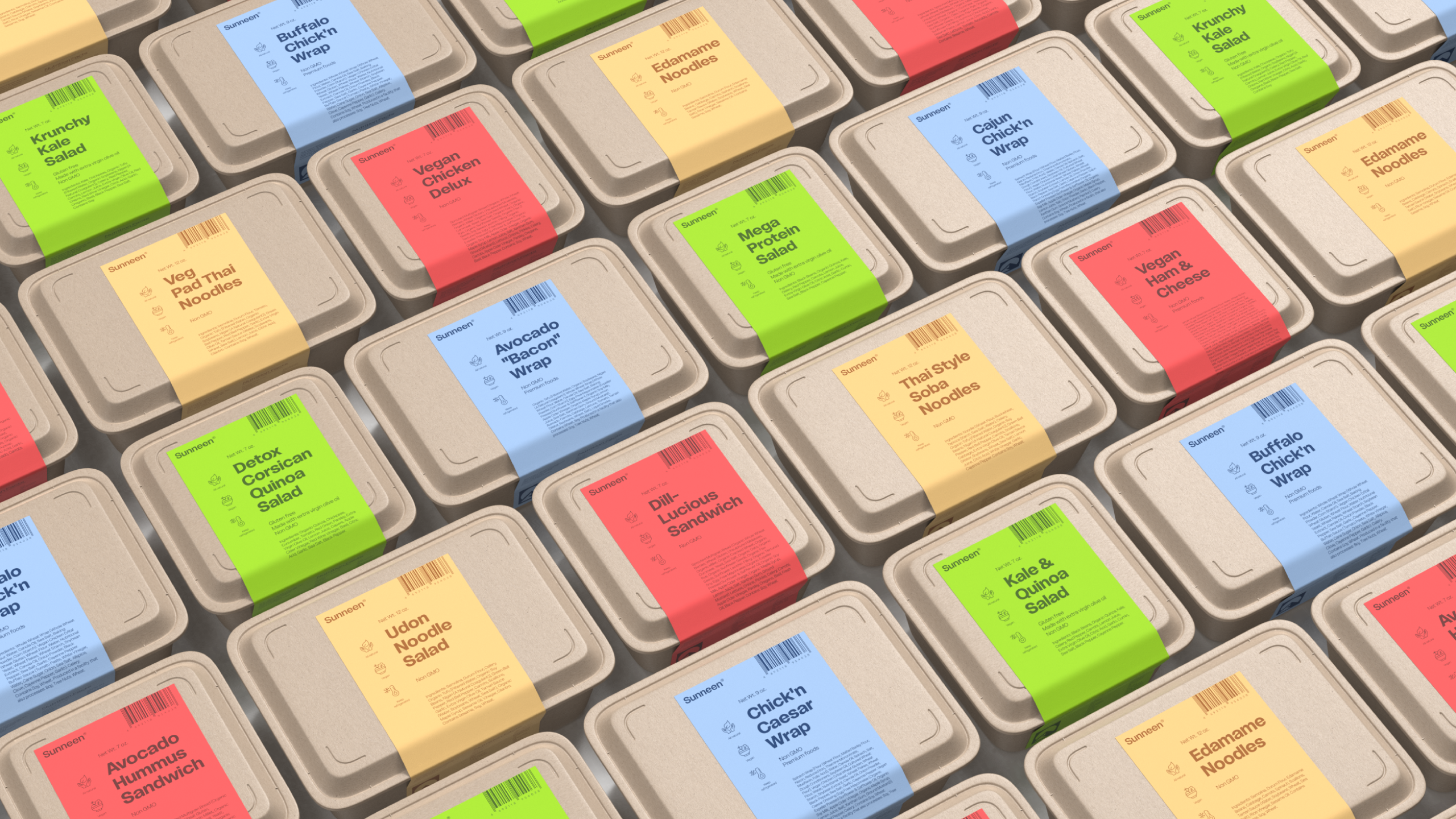 Sunneen® branding colorful food goopanic graphic design minimalistic packaging tasty vegan visual identity