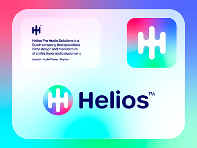 Helios Pro Audio - Logo Design audio brand identity branding creative logo flow gradient gradient logo h helios identity logo monogram rhythm sound visual identity design waves