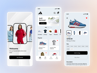 Adidas App UI Design branding design ecommerce ecommerce app fashion fashion app figma graphic design mobile app product design ui uiux uiuxdesign ux