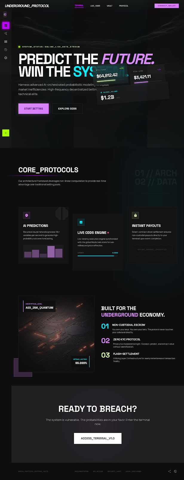 Example of Cyberpunk Betting Platform — Futuristic Neon UI Concept