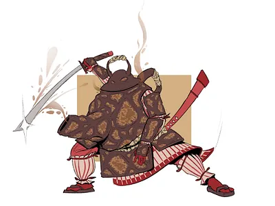 Teapot Samurai cartoon cartoon illustration cartooning cdchallenge character design design illustration procreate samurai teapot