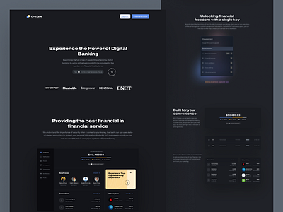 Landing page for Fintech webapp dark finance landing page night ui ui design ux web3 website