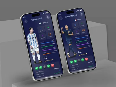 Football App – Player Profile & Performance Stats UI app design dark ui dribbble design figma design football football app football ui mobile app mobile ui player profile player stats product design sports analytics sports app sports ui stats ui ui design user experience user interface ux design