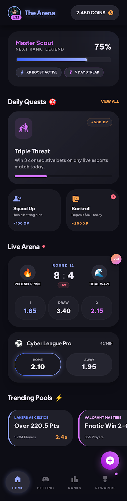 Example of Gamified Betting App — Playful Sportsbook UI Concept