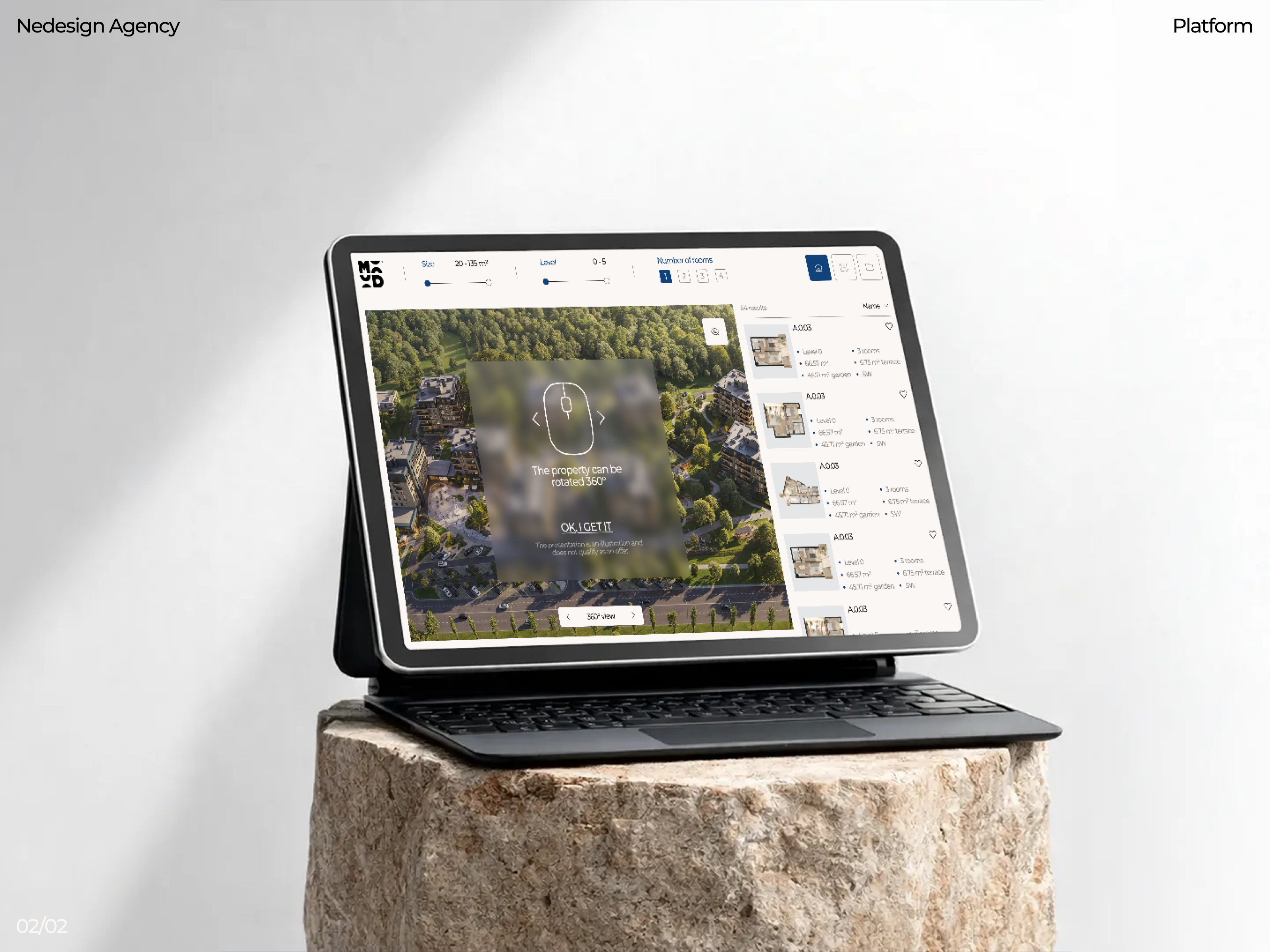 Platform UI Design for MOYD — Real Estate Selection Tool (360° V ui