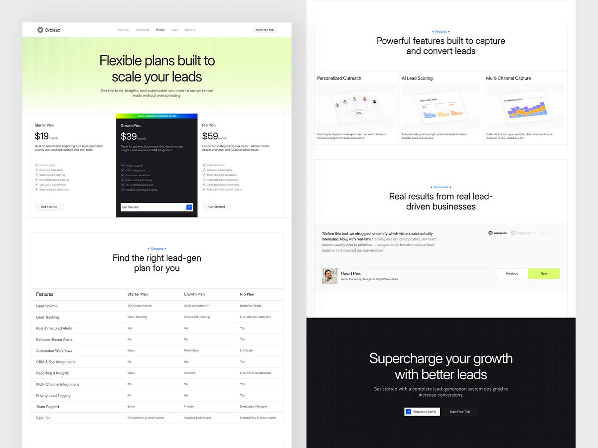 Pricing Page - Lead-Generation Website