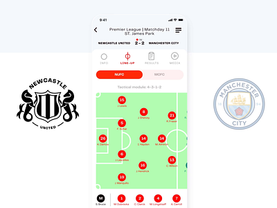 Newcastle United FC - UI Redesign app cc cognitive creators design football newcastle ui user interface