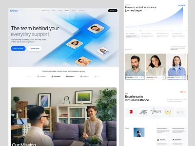 About Us Page - Virtual Assistant Website design interface product service startup ui ux web website