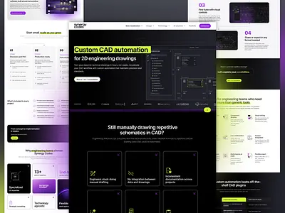 Designing flow in complex interfaces – CAD-inspired landing page b2b design cad dark ui dashboard ui design system engineering figma interaction design interface design landing page minimal ui modern ui product design saas design ui design ux design visual flow web design webflow
