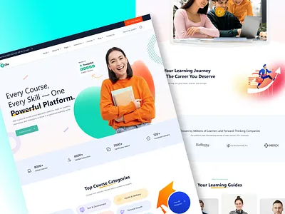 E-Learning Website UI/UX Design | Modern clean design course platform design inspiration digital learning edtech education website elearning figma landing page learning platform modern ui online learning product design ui design uiux user experience user interface ux design web design website design