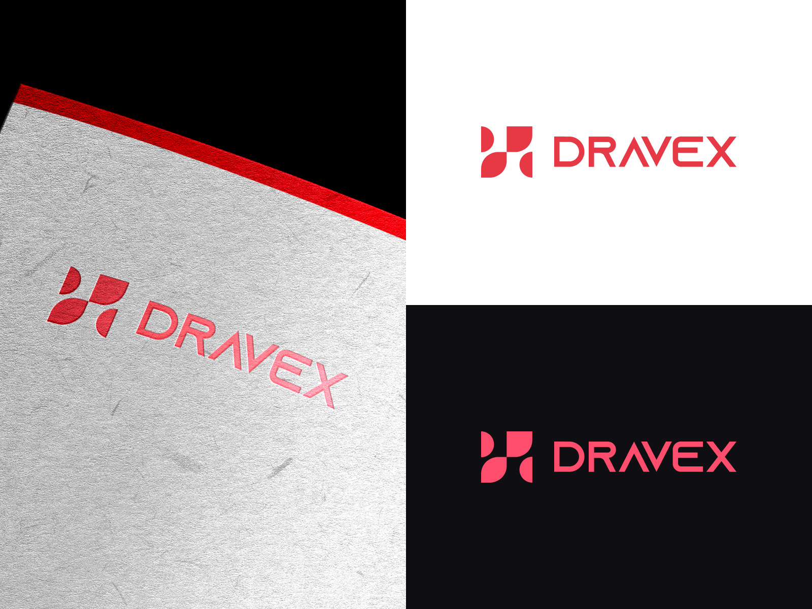 Dravex — Modern Geometric Brand Identity abstract logo app icon branding creative fintech geometric graphic design icon identity logo design minimalist modern red software startup symbol tech logo typography vector visual identity