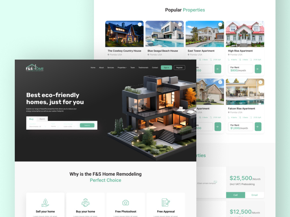 Real Estate Landing Page Re-Design design figma figma uiux graphic design landing page landing page design real estate landing page real estate website ui uiux website design