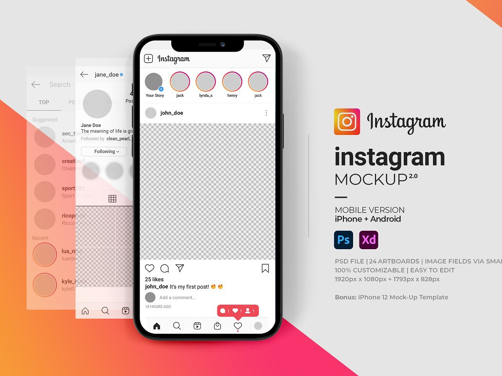 Instagram Mock-Up Template by Instagram Templates & Themes on Dribbble