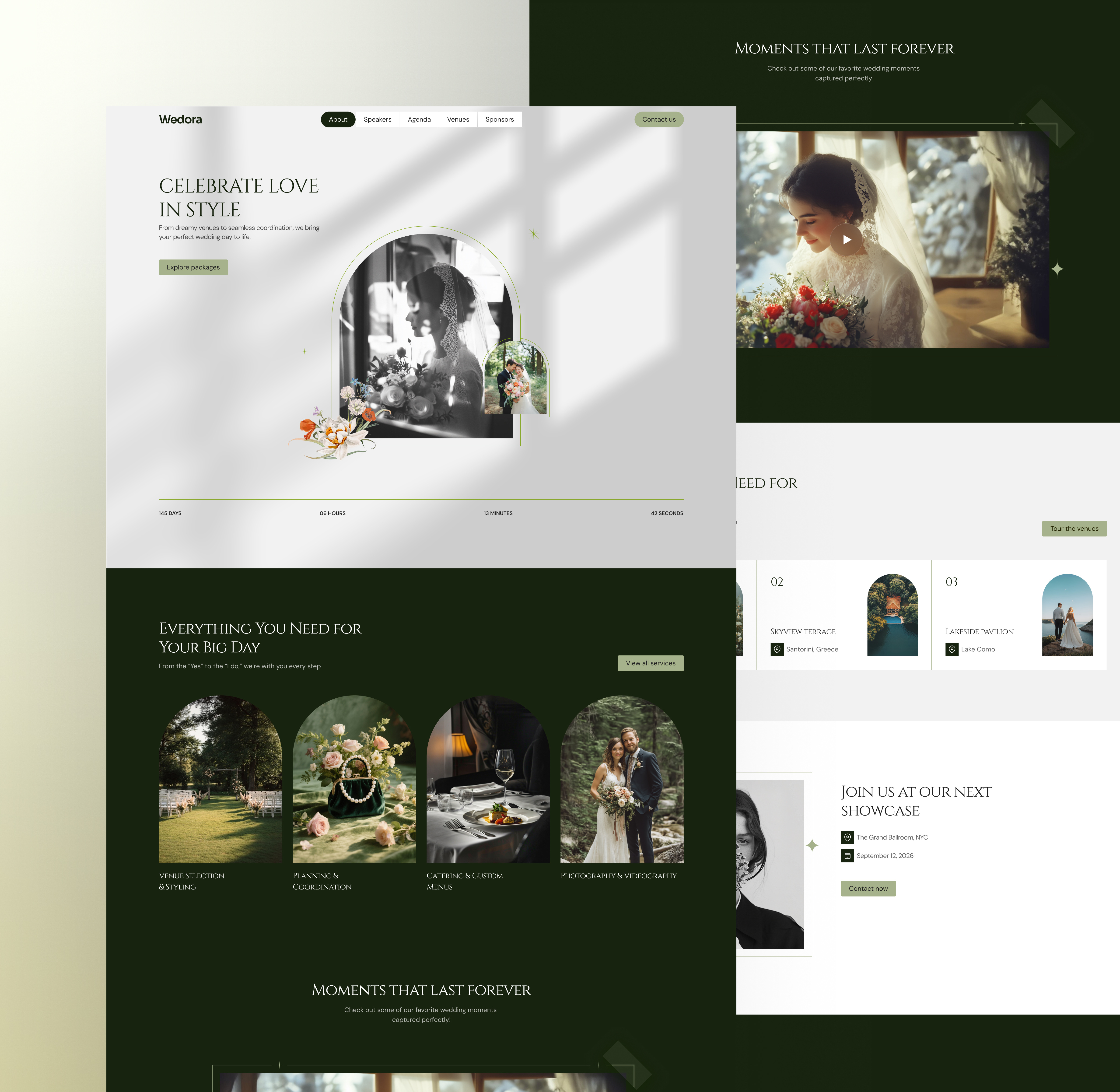 Wedora — Luxury Wedding Planner Website Design visual design