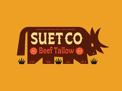 Suet Co Beef Tallow Label badge beef branding cow illustration label local logo nor cal outdoors ranch spurs tallow western