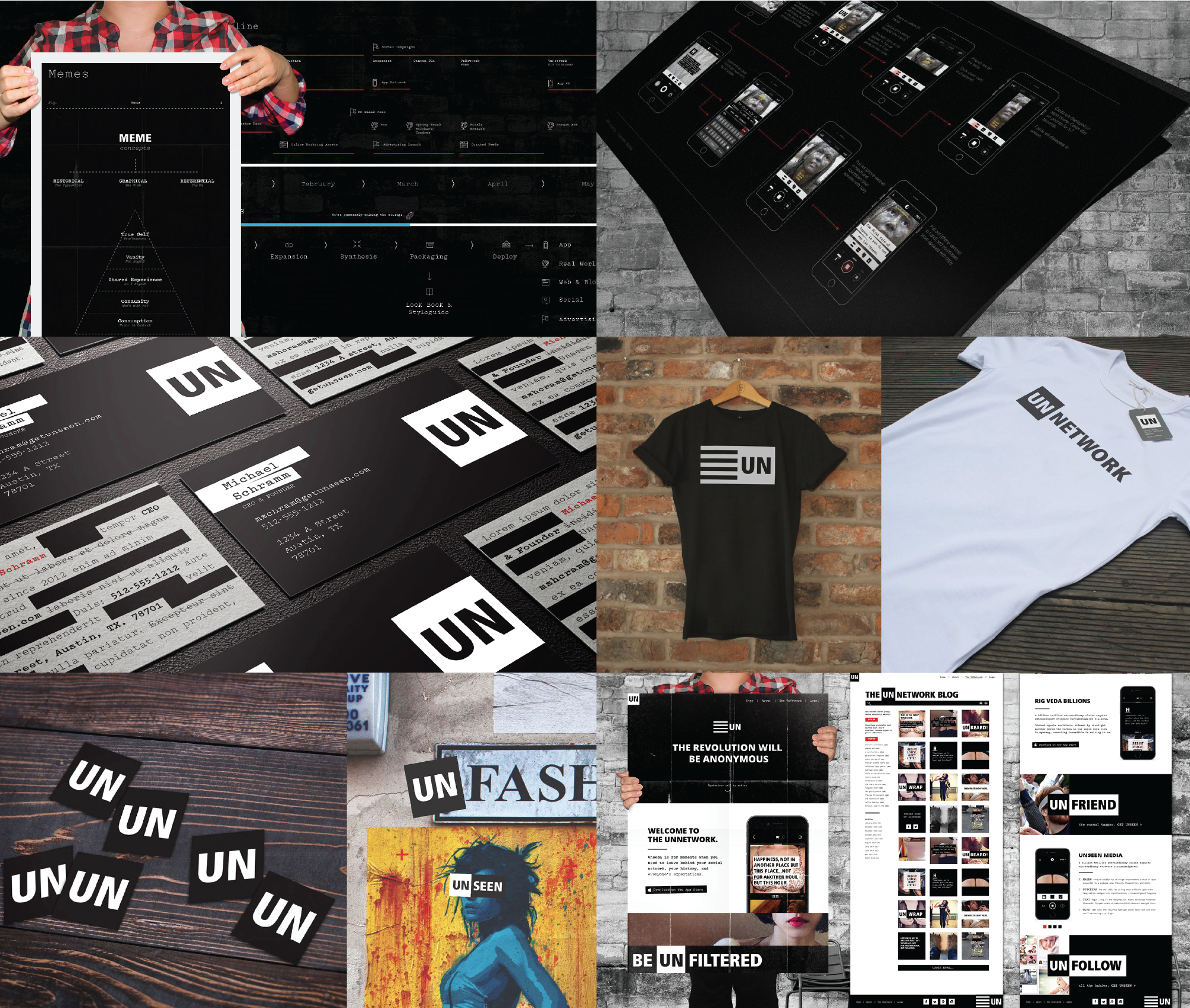UNSEEN Moodboard badge branding flags merch redacted