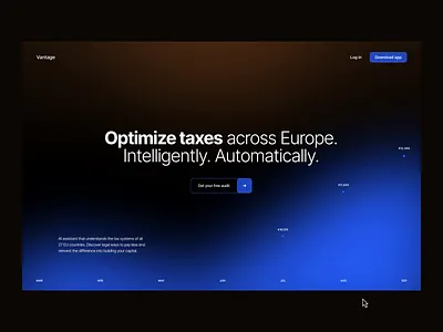AI Tax Optimization Landing Page ai animation automation dashboard finance fintech gradient graphic design landing page minimal modern design motion graphics saas tax tax optimization ui ui design ux design web design website design