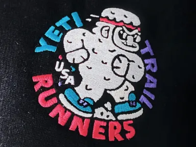 Yeti Trail Runners patch! apparel branding clothing cute design doodle fun graphic design happy illustration japanese kawaii lettering logo patch sticker design t shirt typography vector yeti