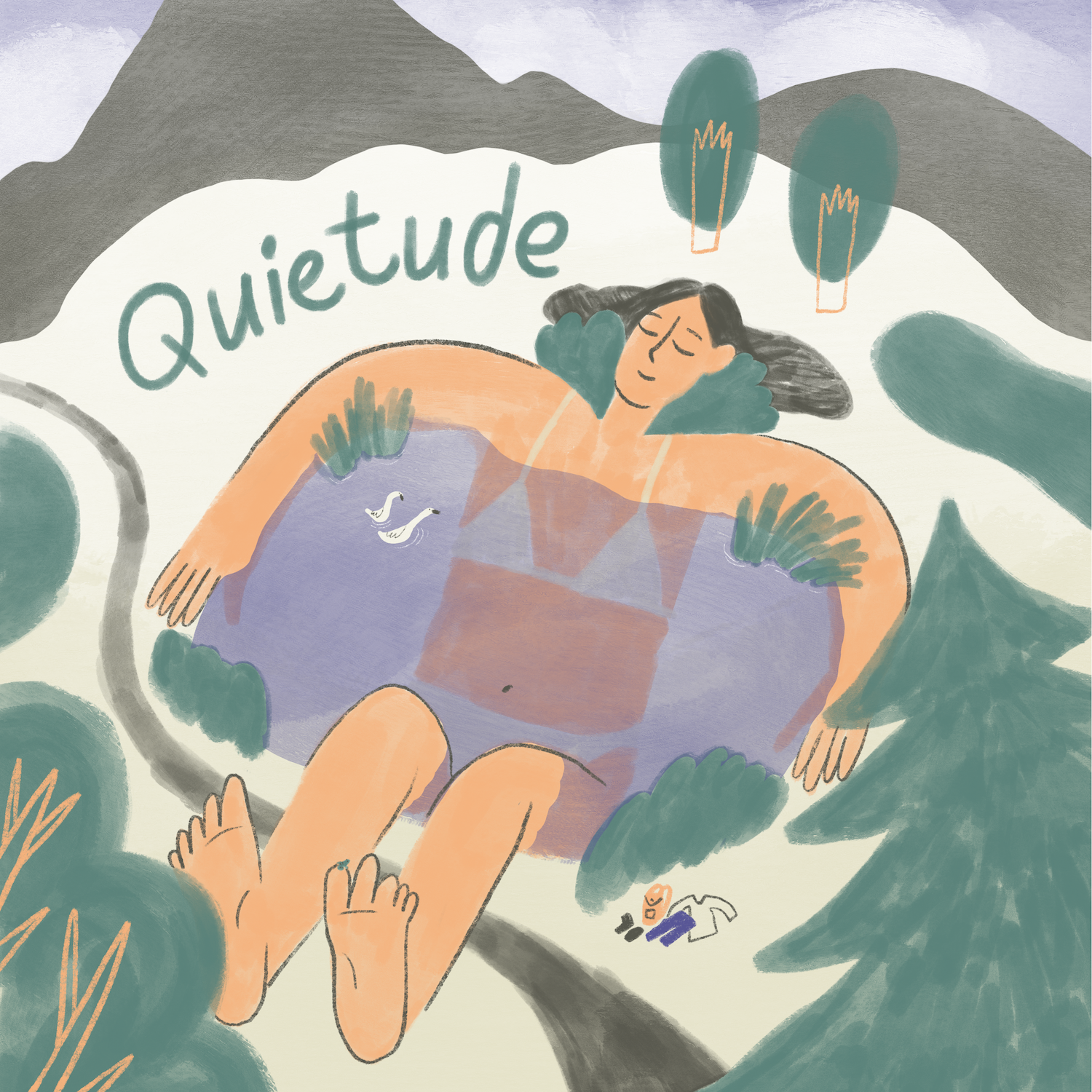 Quietude: The Art of Stillness (Podcast Cover Series) cover design design digital art editorial illustration graphic design illustration podcast cover procreate