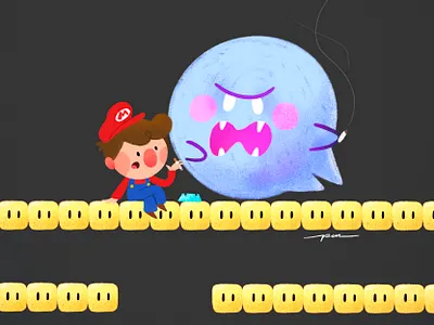 Gossip boo bros cartoon character color cute design fanart game ghost gossip illustration mario super video