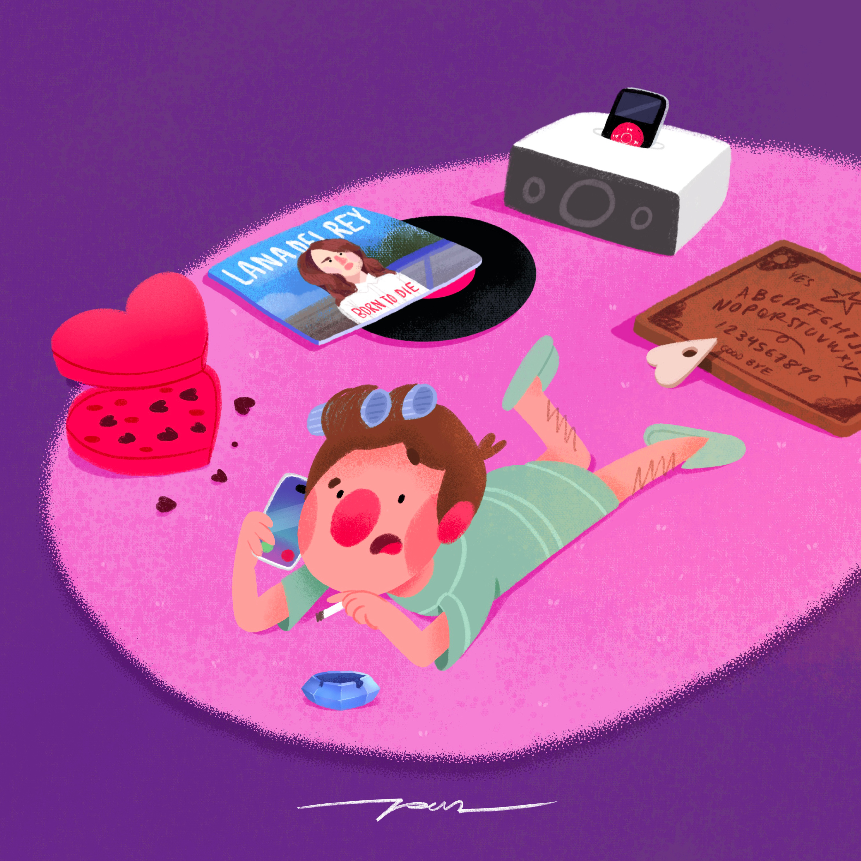 The Call call cartoon character chocolate color cute design illustration ipod lana music ouija phone sketch vinyl