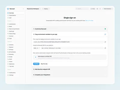 Neovault — Single Sign-On Setup Dashboard account creation account login account sign up b2b card clean dashboard design management minimalist onboardin register saas sign in sign up ui uiux ux web