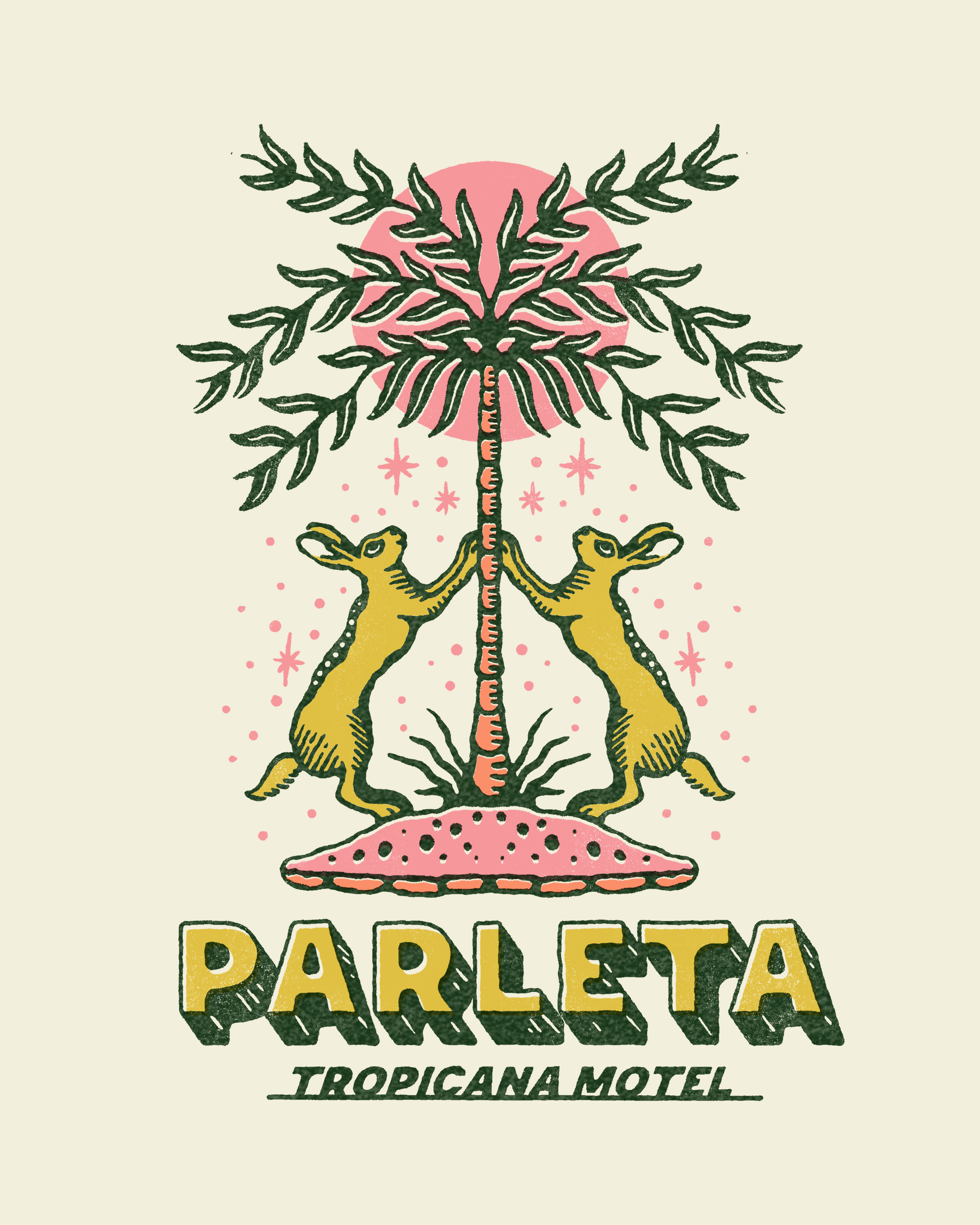 PARLETA TROPICANA MOTEL artwork branding branding design design graphic design illustration merchandise motel retro design tropical vibes vintage vintage design vintage motel